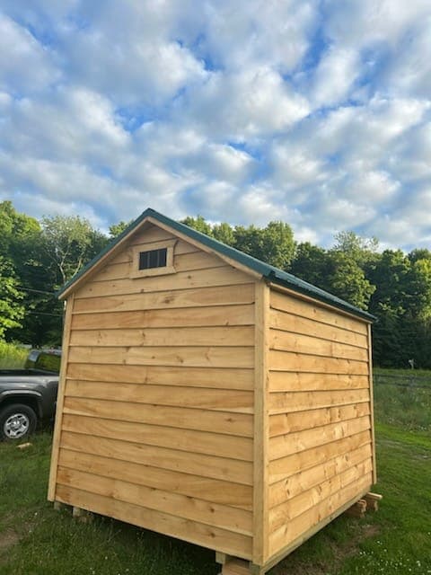Interior view of a storage shed with open floor space